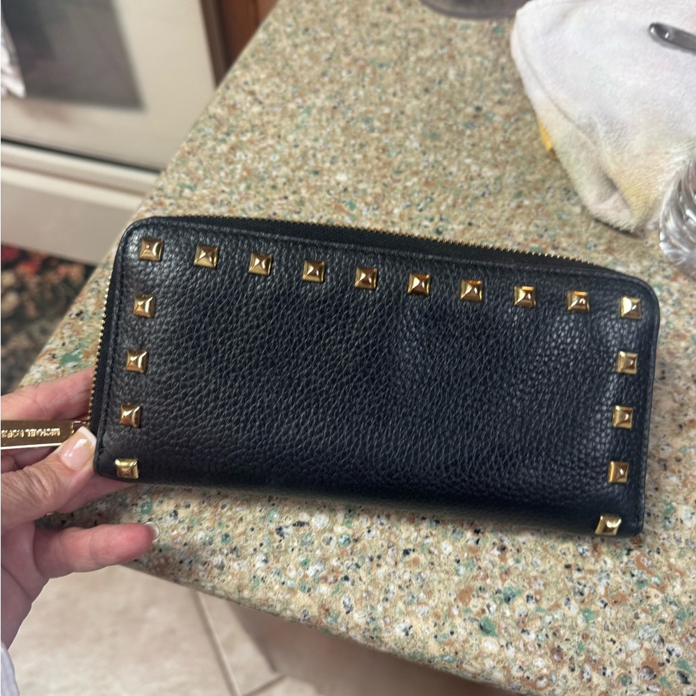 Michael Kors Black Wallet with Gold Studs - Picture 3 of 5